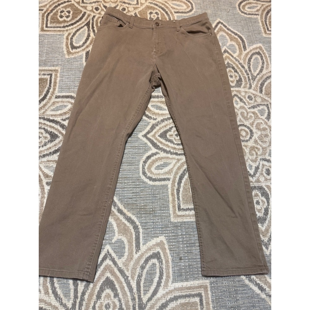 Wrangler Athletic Fit Brown Pants Mens 38x30 Cotton Blend Stretch 112360009
